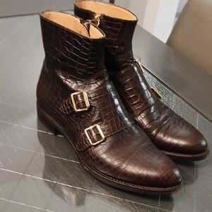 The Office Of Angela Scott "Moc Croc" Leather Ankle Boots